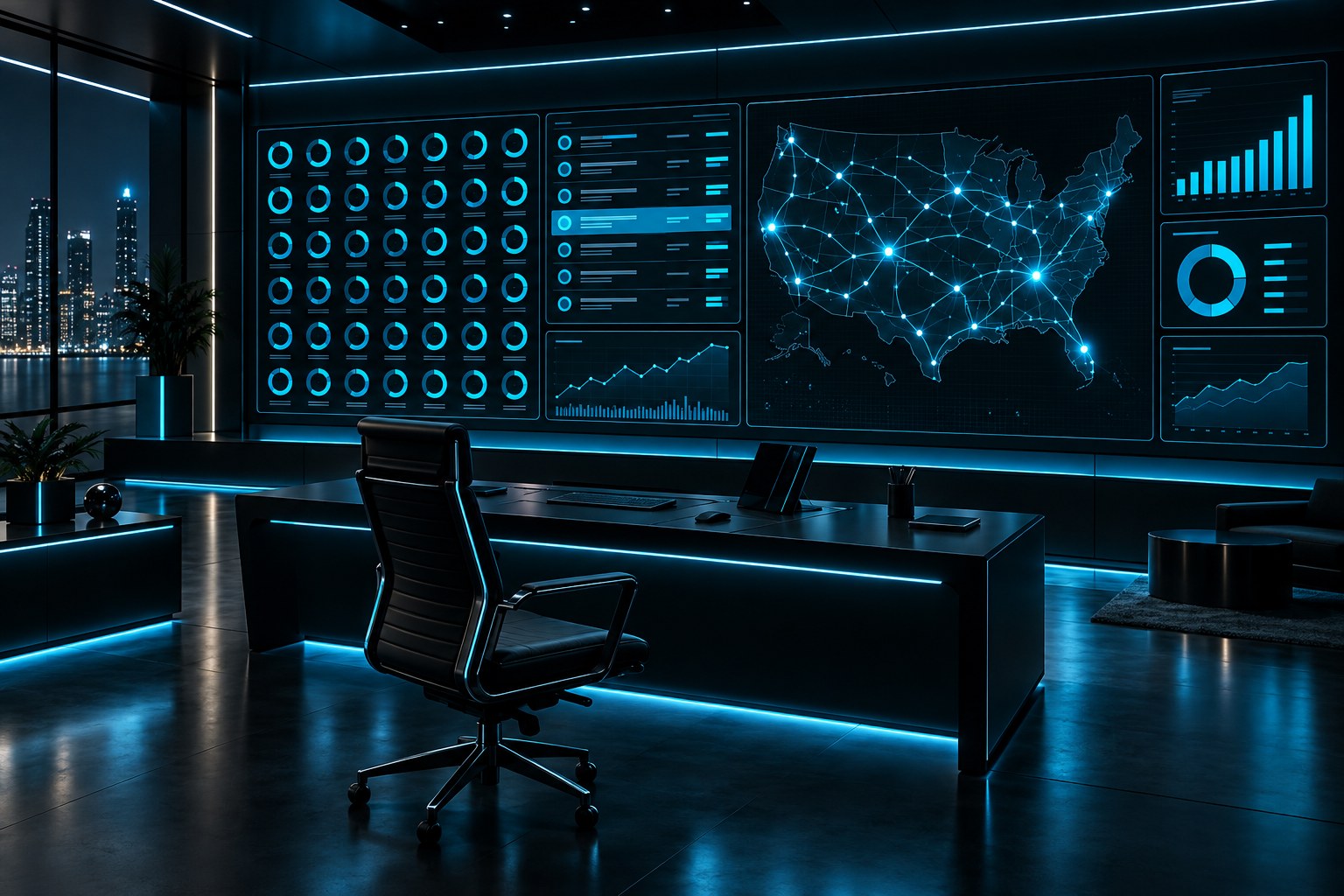 X3 HOS command center: fleet clocks, at-risk drivers and tonight&rsquo;s findings on a wall display
